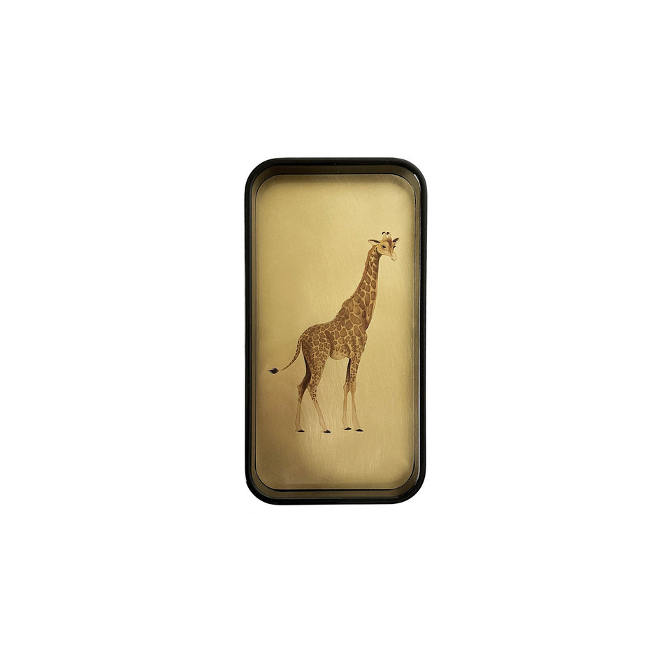 Small Polished Brass Tray Giraffe